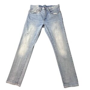 Gap Jeans Mens 31x30 (30x29) Blue Slim Fit Light Wash Distressed Denim Pants